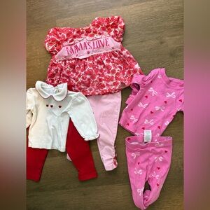 Valentine's Pink & Red Baby Outfit Bundle 12m smocked lot